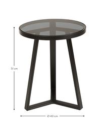 Beistelltisch Fortunata mit Glasplatte, Tischplatte: Glas, gehärtet, Gestell: Metall, gebürstet, Transparent, Schwarz, Ø 40 x H 51 cm