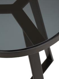 Mesa auxiliar Fortunata, tablero de cristal, Tablero: vidrio endurecido, Estructura: metal cepillado, Transparente, negro, Ø 40 x H 51 cm