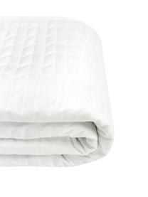 Colcha acolchada de terciopelo Tily, 100% poliéster, Blanco, An 180 x L 260 cm (para camas de 140 x 200 cm)