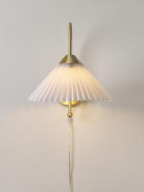 Lampada da parete con paralume plisettato in lino Viens, Paralume: lino, Bianco, Larg. 28 x Lung. 200 cm