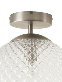 Kleine Deckenleuchte Lorna aus Glas, Lampenschirm: Glas, Baldachin: Metall, galvanisiert, Transparent mit Silber, Ø 25 x H 30 cm