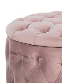 Pouf coffre en velours Chiara, Velours vieux rose, Ø 50 x haut. 42 cm