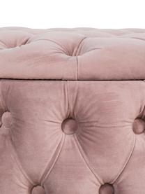 Pouf coffre en velours Chiara, Velours vieux rose, Ø 50 x haut. 42 cm