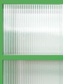 Highboard Oli mit Glas-Schiebetüren, Korpus: Eschenholz, beschichtet, Füße: Metall, pulverbeschichtet, Transparent, Grün, B 80 x H 89 cm