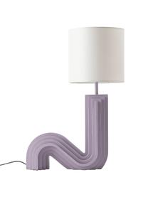 Lampada da tavolo di design Luomo, Paralume: tessuto di lino, Base della lampada: resina laccata, Bianco latteo, lilla, Ø 24 x Alt. 61 cm