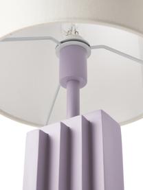 Design Tischlampe Luomo, Lampenschirm: Leinenstoff, Lampenfuß: Harz, lackiert, Gebrochenes Weiß, Lila, Ø 24 x H 61 cm