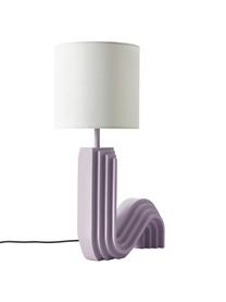 Design Tischlampe Luomo, Lampenschirm: Leinenstoff, Lampenfuß: Harz, lackiert, Gebrochenes Weiß, Lila, Ø 24 x H 61 cm