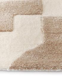 Tappeto in lana taupe/bianco crema taftato a mano con struttura alta-bassa Corin, Retro: 100% cotone Nel caso dei , Marrone, beige, Larg. 200 x Lung. 300 cm (taglia L)