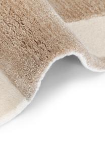 Tapis en laine tufté à la main structure haute-basse taupe/blanc crème Corin, Brun, beige, larg. 80 x long. 150 cm (taille XS)