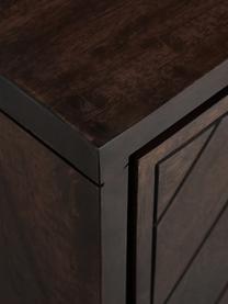 Credenza con motivo a spina di pesce e ante Luca, Struttura: metallo rivestito, Legno di mango, dorato, Larg. 180 x Alt. 54 cm