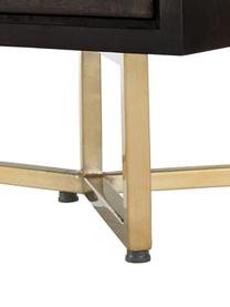 Credenza con motivo a spina di pesce e ante Luca, Struttura: metallo rivestito, Legno di mango, dorato, Larg. 180 x Alt. 54 cm