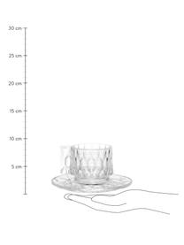 Šálky na kávu s podšálky se strukturálním vzorem Jellies, 4 ks, Umělá hmota, Transparentní, Ø 6 x V 7 cm, 90 ml