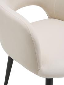 Sedia con braccioli Rachel, Rivestimento: velluto (rivestimento in , Gambe: metallo verniciato a polv, Velluto bianco crema, Larg. 55 x Prof. 65 cm