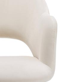 Chaise à accoudoirs en velours Rachel, Velours blanc crème, larg. 55 x prof. 65 cm