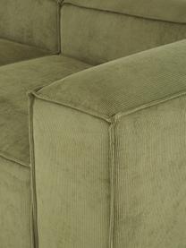 Diván modular de pana Lennon, Tapizado: pana (92% poliéster, 8% p, Estructura: madera de pino maciza, ma, Patas: plástico, Pana verde, An 269 x F 119 cm, respaldo derecho