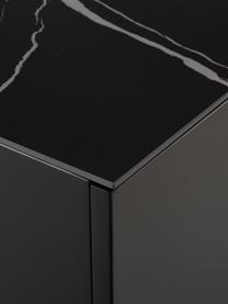 Mobile TV basso con superficie effetto marmo Fiona, Piedini: metallo verniciato a polv, Mensola: ceramica, Nero, Larg. 160 x Alt. 46 cm