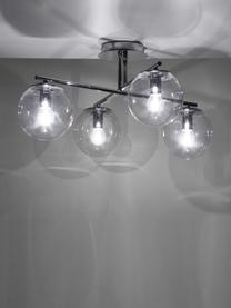 Lampada da soffitto in vetro trasparente Atlanta, Baldacchino: metallo cromato, Trasparente, cromato, Larg. 65 x Alt. 30 cm