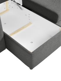 Grote slaapbank Noah (4-zits) met opbergruimte, Bekleding: polyester, Frame: grenenhout, Frame: massief beukenhout, FSC-g, Poten: kunststof, Geweven stof donkergrijs, B 343 x D 180 cm, hoekdeel links