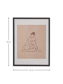 Ingelijste digitale print Emmalou, Afbeelding: digitale afdruk op papier, Lijst: gelakt hout, Zwart, 32 x 42 cm
