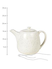 Ručně vyrobená čajová konvice z kameniny Nordic Vanilla, 1,3 l, Kamenina, Krémově bílá, tečky, 1,3 l