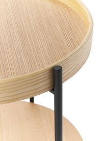 Tavolino in legno Renee, Ripiani: pannello di fibra a media, Struttura: metallo verniciato a polv, Legno di frassino, Ø 44 x Alt. 49 cm