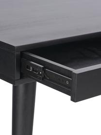 Bureau Tova met lades van massief hout, Massief gelakt mangohout, Mangohout, zwart gelakt, B 117 x D 60 cm