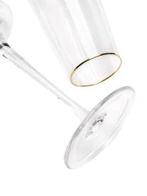 Mundgeblasene Sektgläser Ellery mit Goldrand, 4 Stück, Glas, Transparent mit Goldrand, Ø 7 x H 23 cm