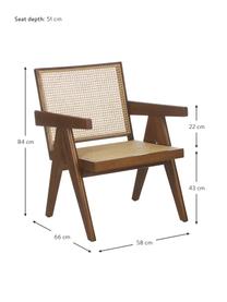 Fotel wypoczynkowy z plecionką wiedeńską Sissi, Stelaż: lite drewno dębowe, Drewno dębowe, S 58 x G 66 cm