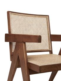 Fotel wypoczynkowy z plecionką wiedeńską Sissi, Stelaż: lite drewno dębowe, Rattan, ciemne drewno dębowe, S 58 x G 66 cm