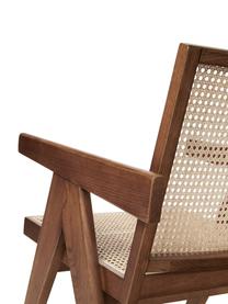 Fotel wypoczynkowy z plecionką wiedeńską Sissi, Stelaż: lite drewno dębowe, Rattan, ciemne drewno dębowe, S 58 x G 66 cm