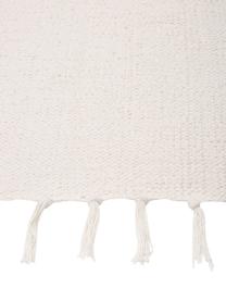 Dünner Baumwollläufer Agneta in Cremeweiß, handgewebt, 100% Baumwolle, Weiß, 70 x 250 cm