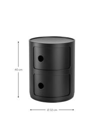 Mesa auxiliar de diseño Componibili, 2 módulos, Tecnopolímero termoplástico elaborado a partir de materiales industriales recicladados, certificado Greenguard, Negro mate, Ø 32 x Al 40 cm