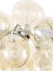 Grote hanglamp met glazen bollen Gross Bar, Baldakijn: verchroomd nikkel, Amberkleurig, B 80  x H 36 cm