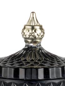 Kleine opbergpot Miya in zwart, Glas, Zwart, goudkleurig, Ø 9 x H 11 cm