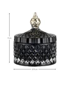 Bote decorativo pequeño Miya, Vidrio, Negro, dorado, Ø 9 x Al 11 cm