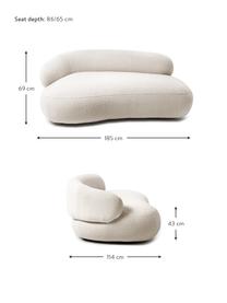 Divano a fagiolo 2 posti in teddy Alba, Rivestimento: teddy (100% poliestere) I, Rivestimento: imbottitura in schiuma, Struttura: legno massiccio di abete , Piedini: plastica, Teddy bianco crema, Larg. 185 x Prof. 114 cm, schienale a destra