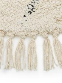Tappeto rotondo in cotone taftato a mano con motivo rombi Bina, Retro: lattice, Beige, nero, Ø 200 cm
