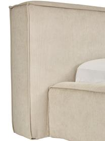 Łóżko tapicerowane ze sztruksu Lennon, Tapicerka: sztruks (98% poliester, 2, Korpus: lite drewno sosnowe z cer, Nogi: drewno z certyfikatem FSC, Beżowy sztruks, S 180 x D 200 cm