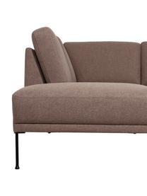 Divano angolare con piedini in metallo Fluente, Rivestimento: 100% poliestere 115.000 c, Struttura: legno di pino massiccio, , Piedini: metallo verniciato a polv, Tessuto marrone, Larg. 221 x Prof. 200 cm, chaise longue a sinistra
