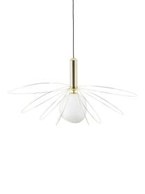 Große Pendelleuchte Dela, Lampenschirm: Glas, Weiß, Goldfarben, Ø 21 x H 150 cm