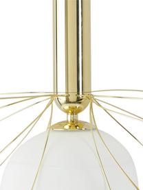 Grande suspension Dela, Blanc, couleur dorée, Ø 21 x haut. 150 cm