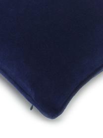 Effen fluwelen kussenhoes Dana in marineblauw, 100% katoenfluweel, Marineblauw, B 40 x L 40 cm