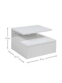 Nástěnný noční stolek se zásuvkou Ashlan, MDF deska (dřevovláknitá deska střední hustoty), dubová dýha, Dřevo, lakováno bílou barvou, Š 35 cm, V 23 cm