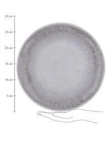 Ručně vyrobené kameninové mělké talíře s barevným přechodem Atlantis, 4 ks, Kamenina, Šedá, bílá, Ø 28 cm, V 3 cm