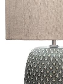 Keramische tafellamp Pretty Classy, Lampenkap: stof, Lampvoet: keramiek, Beige, grijs, Ø 25 x H 40 cm