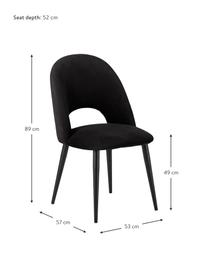 Chaise en velours rembourrée Rachel, Velours noir, larg. 53 x prof. 57 cm