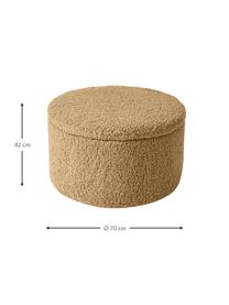 Puf grande de borreguillo Alida, con espacio de almacenamiento, Tapizado: 100% poliéster Alta resis, Estructura: madera contrachapada, met, Borreguillo marrón, Ø 70 x Al 42 cm