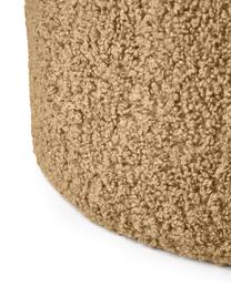 Puf grande de borreguillo Alida, con espacio de almacenamiento, Tapizado: 100% poliéster Alta resis, Estructura: madera contrachapada, met, Borreguillo marrón, Ø 70 x Al 42 cm