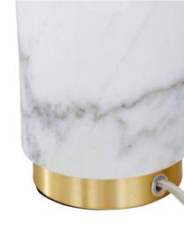 Lampa stołowa z marmurową podstawą w stylu glam Miranda, Biały, odcienie mosiądzu, Ø 28 x W 48 cm
