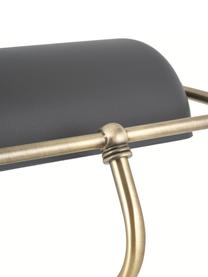 Kleine Retro-Schreibtischlampe Bank aus Metall, Lampenschirm: Metall, beschichtet, Lampenfuß: Metall, beschichtet, Grau, Messingfarben, B 27 x H 34 cm